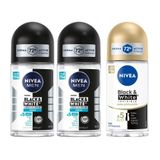 Nivea Men Black White Invisible Fresh 50 ml Erkek Roll On Deodorant ve Black White Invisible İpeksi Pürüzsüzlük 50 ml Kadın Roll On Deodorant