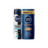 Nivea Men Black & White Invisible Fresh Erkek Deodorant Sprey 150 ml + Sport Duş Jeli 250 ml