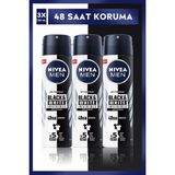 Nivea Men Black&White Invisible 150 ml x 3 Erkek Sprey Deodorant 48 Saat Koku Koruma