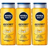 Nivea Men Boost 500 ml Duş Jeli + Deep Dimension 200 ml Traş Jeli + Deep Dimension 150 ml Deodarant Sprey