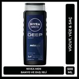 Nivea Men Deep Dimension 3 Ü 1 Arada Vücut Saç Ve Yüz İçin Pratik Kullanım Erkek Duş Jeli 500 Ml