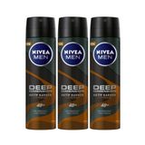 NIVEA Men Deep Dimension Aktif Karbon Espresso Erkek Deodorant 150 Mlx3