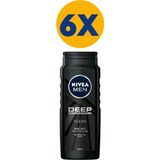 NIVEA Men Deep Dimension Duş Jeli Erkeksi Odunsu Koku 500 ml x 6 Vücut Yüz ve Saç İçin