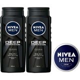 Nivea Men Deep Dimension Erkek Duş Jeli 500 ml x 2 Adet + Men Krem 30 ml