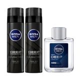 NIVEA Men Deep Dimension Tıraş Sonrası Losyon 100 ml, Çekici Koku + NIVEA Men Deep Dimension Tıraş Jeli, 200 ml, Kusursuz Tıraş X2