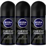 Nivea Men Deep Dry and Clean 3x50 ml Roll-On
