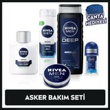 Nivea Men Erkek Asker Bakım Seti, Duş Jeli, Tıraş Jeli, Balsam, Deodorant 25 ml, Nemlendirici Çanta Hediye