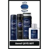 NIVEA MEN Erkek Çeyiz Seti, Duş Jeli 500 ml, Sprey Deodorant, Losyon 100 ml, Tıraş Köpüğü, Çanta Hediye