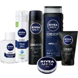 NIVEA MEN Erkek Çeyiz Seti, Duş Jeli 500ml + Sprey Deodorant 150ml + Tıraş Köpüğü 200ml + Losyon 100ml + Roll-on