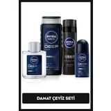 NIVEA MEN Erkek Damat Bakım Çeyiz Seti,Duş Jeli 500 ml,Losyon 100 ml,Tıraş Köpüğü,Roll-on 50 ml
