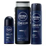 Nivea MEN Erkek Damat Çeyiz Bohça Seti Deep Dimension, Duş Jeli 500ml, Sprey Deodorant 150ml, Roll-on 50ml