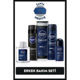NIVEA MEN Erkek Damat Çeyiz Seti, Duş Jeli, Deodorant 150 ml, Roll-on,Tıraş Köpüğü, Losyon ve Çanta Hediye