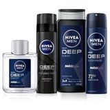 NIVEA MEN Erkek Deep Dimension Damat Çeyiz Seti, Duş Jeli 500ml, Deodorant 150ml, Tıraş Köpüğü 200ml, Tıraş Sonrası Losyon100ml