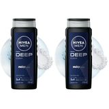 NIVEA MEN Erkek Deep Dimension Duş Jeli 500 ml,Derinlemesine Temizlik,Bakımlı Cilt,Vücut,Yüz ve Saç İçin,Ferah Koku,Aktif Karbon (2 paketi)