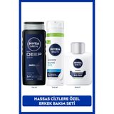 NIVEA MEN Erkek Deep Duş Jeli 500ml, Hassas Ciltere Özel Tıraş Jeli ve Tıraş Sonrası Nemlendirici Balsam