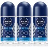 Nivea Men Erkek Fresh Active 48 Saat Deodorant Koruması 3x50 ml Roll-On Deodorant