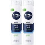 NIVEA MEN Erkek Hassas Tıraş Jeli 200 ml,Tahrişe ve Yanmaya Karşı Koruma,Alkolsüz Formül,Hassas Ciltlere Özel (2 paketi)