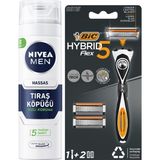 Nıvea Men Erkek Hassas Tıraş Köpüğü 200 ml + Bıc Hybrid 5 Flex Erkek Tıraş Bıçağı 1 Sap - 1 Adet