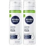 NIVEA MEN Erkek Hassas Tıraş Köpüğü 200 ml, Hassas Ciltlere Özel Hızlı Koruma, Yanma Karşıtı, Alkolsüz Formül (2 paketi)