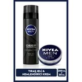 NIVEA MEN Erkek Nemlendirici Bakım Kremi 30ml ve Deep Dimension Tıraş Jeli 200ml, Erkeksi Koku