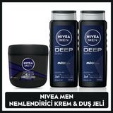 Nivea MEN Erkek Nemlendirici El ve Vücut Kremi Deep Impact 400ml ve Duş Jeli Deep Dimension 500ml X2 Adet