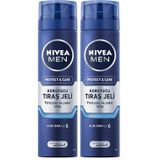 NIVEA MEN Erkek Nemlendirici Tıraş Jeli Protect&Care 200 ml, Kuru Ciltler İçin, Pürüzsüz Tıraş (2 paketi)
