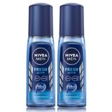 NIVEA Men Erkek Pump Sprey Deodorant Fresh Active Ter ve Ter Kokusuna Karşı 48 Saat Deodorant Koruması 75mlx2