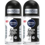 NIVEA MEN Erkek Roll On Deodorant Black & White Invisible Original 50 ml, 72 Saat Anti-Perspirant Ter Koruması 2li paket
