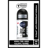 NIVEA MEN Erkek Roll On Deodorant Black & White Invisible Original 72 Saat Anti-Perspirant Koruma (50 ml)