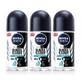 Nivea MEN Erkek Roll-on Deodorant Black&White Fresh 50ml, 48 Saat Koruma, X3 Adet