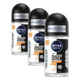 NIVEA Men Erkek Roll On Deodorant Black&White Invisible Güçlü Etki 50 ml,72 Saat Anti-perspirant Koruma (3 paketi)
