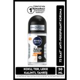 NIVEA MEN Erkek Roll On Deodorant Black&White Invisible Güçlü Etki 50 ml,Ter ve Ter Kokusuna Karşı Koruma