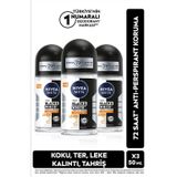 Nivea Men Erkek Roll-On Deodorant Black&White Invisible Güçlü Etki 50Ml, 72 Saat Anti-Perspirant, X3 Adet