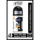 Nivea MEN Erkek Roll-on Deodorant Black&White Invisible Güçlü Etki 50ml, Ter ve Ter Kokusuna Karşı Koruma, Leke Bırakmayan Deodorant, Alkolsüz - 50 ml