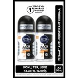 NIVEA MEN Erkek Roll on Deodorant Black&White Invısıble Güçlü Etkit 50ml,2'li Avantajlı Paket