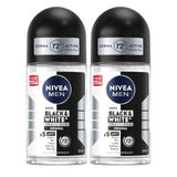 NIVEA MEN Erkek Roll on Deodorant Black&White Invisible Original 50 ml,Ter ve Ter Kokusuna Karşı 72 Saat Anti-perspirant Koruma,x2 Adet