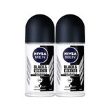 NIVEA MEN Erkek Roll-on Deodorant Black&White Invisible Original 50ml, 72 Saat Anti-perspirant, X2 Adet P06212