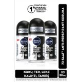 Nivea Men Erkek Roll-On Deodorant Black&White Invisible Original 50Ml, 72 Saat Anti-Perspirant, X3 Adetset