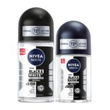 NIVEA MEN Erkek Roll-on Deodorant Black&White Invisible Original 50ml Ve Mini Roll-on 25ml, 72 Saat Anti-Perspirant Koruma