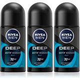 Nivea Men Erkek Roll-On Deodorant Deep Beat 50ML, 72 Saat Koruma, X3 Adet - 50 ml