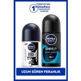 NIVEA MEN Erkek Roll-on Deodorant Deep Beat 50ml ve Mini Roll-on Black&White Original 25ml