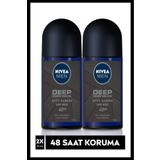 Nıvea Men Erkek Roll-On Deodorant Deep Dimension Aktif Karbon 50Ml, 72 Saat Anti-Perspirant Koruma,X2 Adet