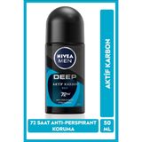 NIVEA MEN Erkek Roll-on Deodorant Deep Dimension Aktif Karbon Beat, 72 Saat Anti-perspirant Ter Koruması