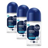 NIVEA MEN Erkek Roll on Deodorant Derma Control Defend 50 ml, 72 Saat Anti Perspirant Koruma, Tahrişe Karşı Koruma,Hyaluronik Asit, Pro Vitamin B5,Alkolsüz Formül (3 paketi)
