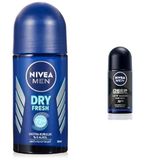 NIVEA Men Erkek Roll On Deodorant Dry Fresh 72 Saat Anti-Perspirant Koruma, Ekstra Kuruluk, 50 ml ve NIVEA Men Erkek Roll On Deodorant Deep Dimension 72 Saat Anti-Perspirant Koruma (50 ml)