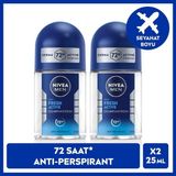 Nıvea Men Erkek Roll-On Deodorant Fresh Active 25ML, 72 Saat Anti-Perspirant Koruma, Seyahat Boyu, Ter Kokusuna Karşı Koruma, Aluminyum Içermez, X2 Adet - 25 ml