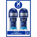 NIVEA MEN Erkek Roll-on Deodorant Fresh Active 25ml, 72 Saat Anti-perspirant Koruma,Seyahat Boyu, Alkolsüz