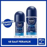 Nivea Men Erkek Roll-On Deodorant Fresh Active 50 ml ve Mini Roll-On Fresh Active 25 ml