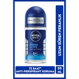 NIVEA MEN Erkek Roll-on Deodorant Fresh Active 50ml, 72 Saat Ter Koruması, Alkol İçermez, Ferahlık