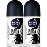 Nıvea Men Erkek Roll On Deodorant Invisible Black&White Original, 48 Saat Anti-Perspirant Koruma 50 Ml X 2 Adet